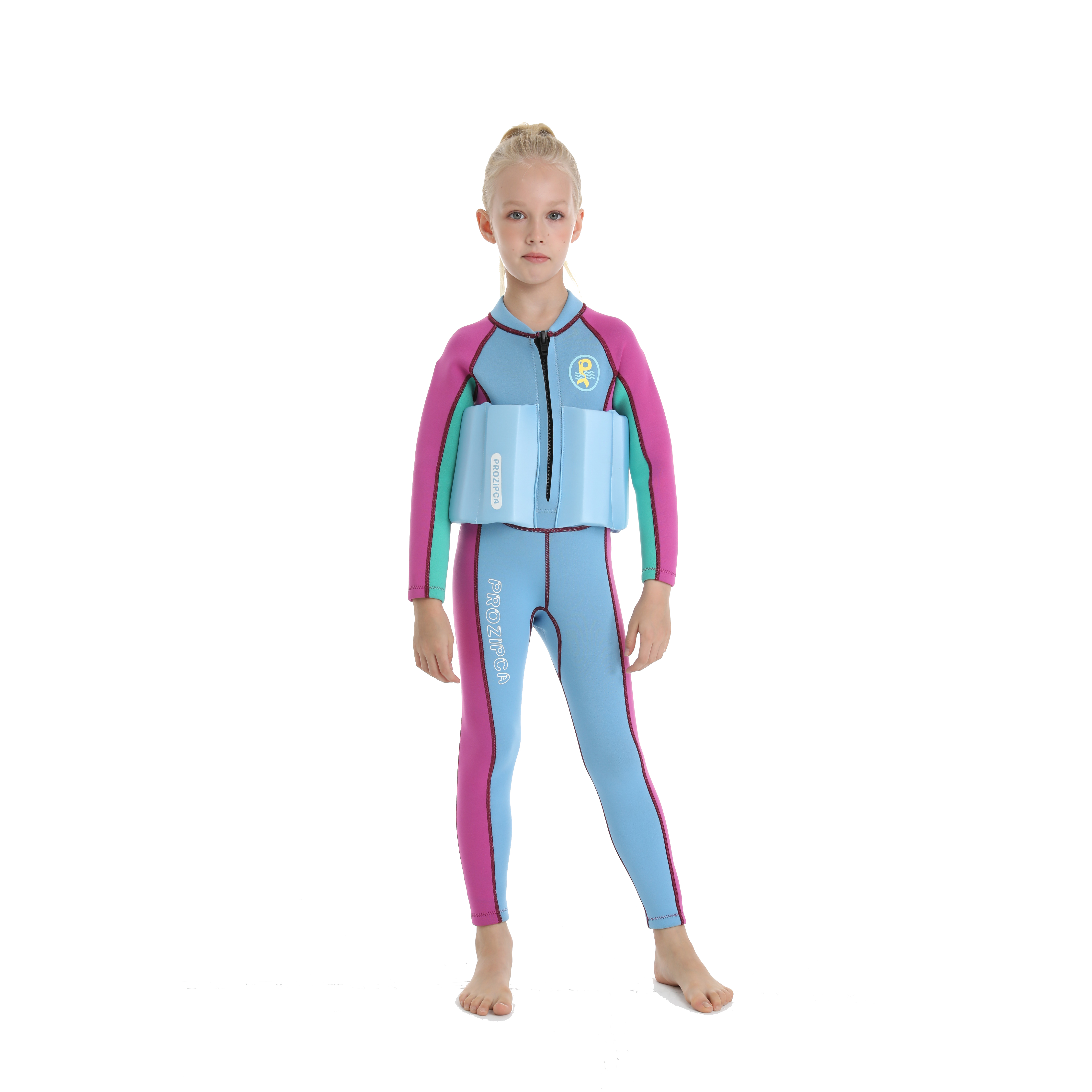New Design Children Swimming Water Sport Suit Full Body Long Sleeve Splicing 2.5Mm Surfing Kids Girl Wetsuit Neoprene