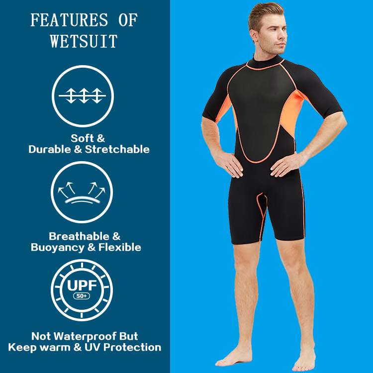 2 Mm Swimming Suit Men Neoprene Smoothskin Freediving Surf Surfing Short Sleeve Wetsuit