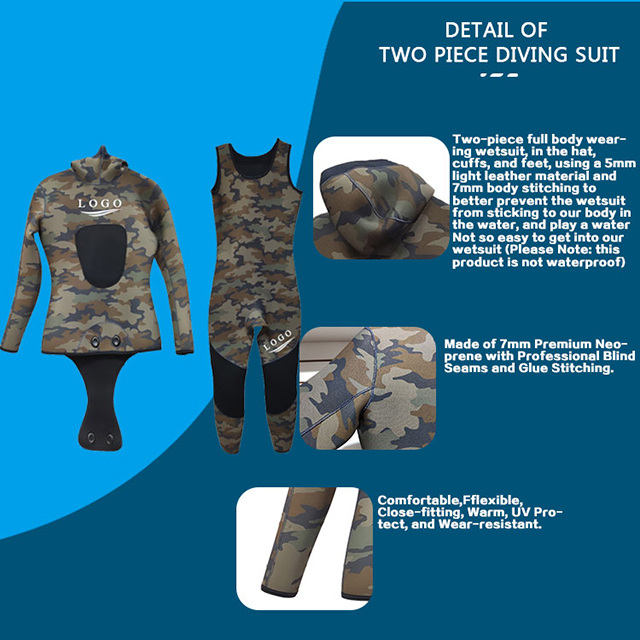 Open Cell Spearfishing Load Pad Canyoning 7mm Camouflage Camo Dive Hooded Suit 7 Mm Wetsuits