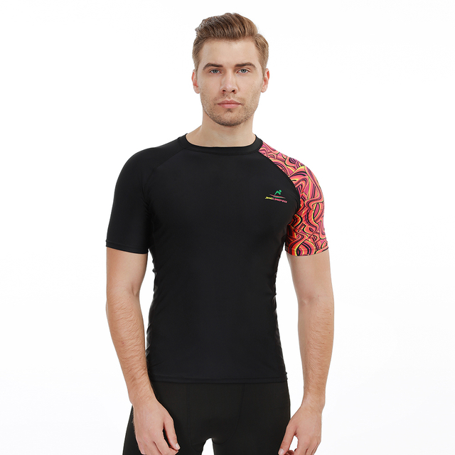 Quick Swimming Upf 50 Print Short Sleeve Surfing Mens Rashguard Swimsuit Bjj Rash Guard